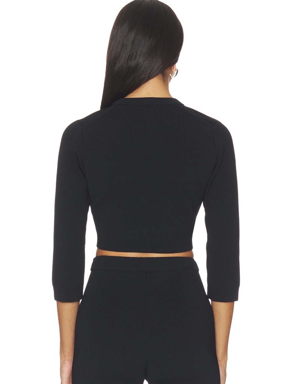 Skims Refined Knit Crop Cardigan In Obsidian — image 5 of 8